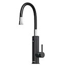 Briwellna Stainless Steel Hot Water Kitchen Tap With Digital Display, Hot Water Tap With Universal Spout, 220V Tankless Electric Heater Kitchen Taps, Cold And Hot Water Tap (Black)