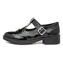 Lilley Girls Black Patent Brogue T-Bar School Shoe - Size 1 UK - Black