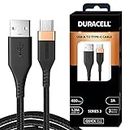 Duracell USB Type C, 3A Braided Sync & Fast Charging Cable, 3.9 Feet (1.2M), QC 2.0/3.0 Ultra Fast Charging, Compatible with Samsung, MI, Realme & Type C Devices, Seamless Data Transmission, Series 3