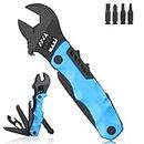 Multitool Wrench, Adjustable Wrench with Flathead Phillips Screwdriver, Nail File, Bottle Can Opener, Screwdriver reservoir, Multifunctional Purpose Stainless Steel Tool (blue)