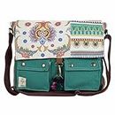 The House of tara Messenger Bags for Women | Green Laptop Messenger Bag made with Canvas | Fits up to 15.6 Inches Laptop/MacBook | Ladies Crossbody Sling Bag Comes with 2 External Pockets