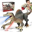 FRUSE Remote Control Dinosaur Toys,Electric RC Spinosaurus w/Light Tracing & Spray Mist,Dinosaur Robot Toys Powered by Rechargeable Battery,Jurassic Dinosaur Toys for Boys Girls Kids Age 3 4 5 6 7 8