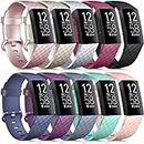 [10 Pack] Soft Silicone Wristbands Compatible with Fitbit Charge 4 Bands/Fitbit Charge 3 Bands, Sports Straps for Fitbit Charge 4 / Fitbit Charge 3 / Charge 3 SE Women Men (10 Pack, Large)