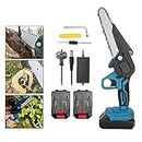 2 Battery 6" Mini Cordless ChainSaw, Rechargeable Electric Pruning Chain Saw, One-Handed Portable Chainsaw for Branch Wood Cutting Garden Tree Logging Trimming