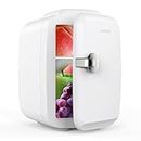 CROWNFUL Mini Fridge, 4 Liter/6 Can Portable Cooler and Warmer Personal Fridge for Skin Care, Cosmetics, Food,Great for Bedroom, Office, Car, Dorm, ETL Listed (White)