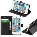 RASH Accessories iPhone 6-6S Wallet Flip Case - Leather Premium Folio Phone Cover [Kickstand] [Cash & Card Slots] [Magnetic Closure] Wireless Charging Compatible Real Leather For iPhone 6-6S Black