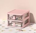 wolpin Desk Organizer Drawers 2 Tier Pen & Pencil Stand Stationery Storage Home and Office Stationery Box (Pink/White, Polypropylene;Polycarbonate), Polypropylene Plastic