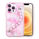 YEPO For iPhone 11 Pro Max Case Cute Wrist Strap, Pink Heart Design Soft TPU Shockproof Protective Clear Phone Cases for iPhone 11 Pro Max Girls Women