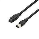 CABLESETC Firewire 800 IEEE 1394b Cable 9 Pin - 6 Pin 9P-6P Male to Male for Personal Computer, Printer, Scanner [Black, 1.8m, 800Mbps]