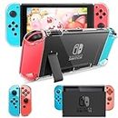 Protective Case for Nintendo Switch, Durable Hard Cover Switch Game Case with Shock-Absorbent & Anti-Scratch Switch Accessories Dockable Cover for Nintendo Switch Case Clear Slim Shell - Transparent
