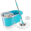 COROID Quick Spin Mop,Easy Wheels & Big Bucket with 2 Microfiber Refills, Floor Cleaning Mop with Bucket, pocha for Floor Cleaning, Mopping Set Voyager Yoga Ma (Blue)