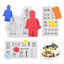 Tangker Set of 3 Building Bricks Robots Fondant Silicone Mold for Cake Border Decorating Cupcake Topper DIY Candy Chocolate Crafts Clay Tool