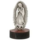 Needzo Mini Virgin Mary Pewter on Wooden Base, Catholic Home Decorations, 1.25 by 0.75 inches