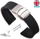 SILICONE RUBBER SPORT SMART WATCH STRAP BAND BLACK 18-20-22-24MM QUICK RELEASE