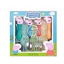 EQUIPAGECART® Stainless Steel Pig Kids Spoon Set with Fork Set & Plastic Handle for Children (Pack of 4)