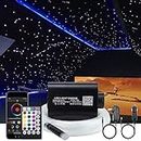 Cloudsale 16W Fiber Optic Star Ceiling Light Kit RGBW APP+Music Control Sound Sensor Light Source with 28key RF Musical Remote and Fiber Cable 300pcs 0.75mm 9.84ft/3M For Car and Home