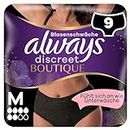 Always Discreet Boutique Inkontinenz Pants Gr. M (9 Höschen) Bei Blasenschwäche, Absorbieren Gerüche Und Feuchtigkeit, Verhindern Auslaufen, Schwarz
