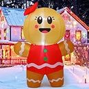 GOOSH 6.2 FT Christmas Inflatables Gingerbread Outdoor Decorations Blow Up Yard Gingerbread Man Inflatable with Built-in LEDs for Indoor Christmas Holiday Party Garden Lawn Decor