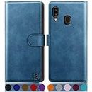SUANPOT for Samsung Galaxy A20e case with [Credit Card Holder][RFID Blocking],PU Leather Flip Book Protective Cover Women Men for Samsung A20e Phone case Sky Blue