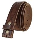 382000 Genuine One Piece Full Grain Leather Hand Tooled Engraved Belt Strap 1-1/2" Wide (Brown, 36)
