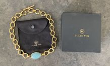 Julie Vos  18”  24K Gold Plated Necklace W/ Aqua Chalcedony Stone ($498)