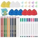 Swpeet 43Pcs Sewing Tools Kit, 10Pcs Professional Tailor's Chalk and 12Pcs Sewing Mark Pencil with 12Pcs 5 Color Disappear.