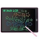 Coolzon Tableta de Escritura Color LCD 15 Pulgadas, Pizarra Digital Infantil, Portátil Tableta Gráfica Dibujo Borrable para niños y Adultos con Botón de Bloqueo para Hogar Escuela Oficina, Rosa