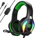 Fachixy「2024 New」FC100 RGB Gaming Headset for PS4/PC/Xbox/Nintendo Switch, PS5 Headset with Mic, Gaming Headphones with Microphone, Noise Cancelling Headphones with 3.5mm Jack