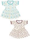 babeezworld Baby Girl's Cotton Half Sleeve Frock Top Vest Jhabla Dress (Blue & Red; 6-9 Months) Combo Pack of 2
