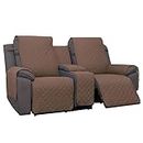 PureFit Water Resistant Reversible Loveseat Recliner Couch Cover for Double Recliner with Console – Non Slip Split Sofa Cover, Washable Reclining Cover for 2 Seat Recliner (2 Seat, Brown/Beige)