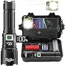 WOWNIGHT Torches LED Super Bright Rechargeable, 30000 Lumens Torches Battery Powered, Tactical Torch Rechargeable, Powerful Torch High Powered Flashlight for Camping Dog Walking Emergency Gift