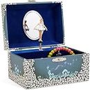 (Blue and White Star) - JewelKeeper Girl's Musical Jewellery Storage Box with Twirling Fairy Blue and White Star Design, Swan Lake Tune