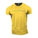 GYMTIER Camiseta para hombre de culturismo – Never Stop Training – Camiseta de entrenamiento de gimnasio, amarillo, XL