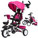 7 In 1 Baby Tricycle,Folding Toddler Tricycle W/Removable Adjustable Push Handle