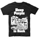 Deep Purple in Rock T Shirt Graphic Top Tee Camiseta Short-Sleeve Men T-Shirt Black L