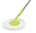 MorningVale Mop 360 Spin Cleaning Stainless Steel Rod Handle Stick Set with Mop 1 Refill (Multicolour, Colour As Per Availability)