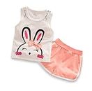 HUMPU Summer Baby Girls Clothes Set 100% Cotton Kids Clothes Vest Tops and Shorts 2 PCS Set For Princess Kids (White Color) Size-12-18 Month