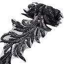 GORGECRAFT 1 Yard Beaded Lace Trim Black Sequin Lace Ribbon Applique Arrow Shape Mesh Edging Trimmings for Clothing Curtain Dance Skirt Embellishments DIY Sewing Crafts Home Decoration Accessories