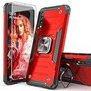 IDYStar Galaxy A50 Case with Screen Protector, Galaxy A30S Cover, Shockproof Drop Test Case with Car Mount Kickstand Lightweight Protective Cover for Samsung Galaxy A50/A30S/A50S, Red