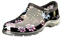 Sloggers Waterproof Garden Shoe for Women – Outdoor Slip-On Rain and Garden Clogs with Premium Comfort Support Insole, (Ditsy Spring Black), (Size 7)