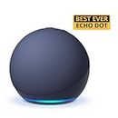 Amazon Echo Dot (5th Gen) | Smart speaker with Bigger sound, Motion Detection, Temperature Sensor, Alexa and Bluetooth| Blue