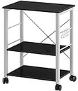 DlandHome 23.6inches Microwave Cart Stand Kitchen Utility Storage 3-Tier for Baker's Rack & Spice Rack Organizer Workstation Shelf，Black
