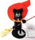 Muñecas Annalee 4" Midnight Ride Kitty Bruja Halloween 2016 Nueva escoba de sujeción