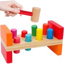 Juguetes de banco de madera con mazo y clavija para niños pequeños
