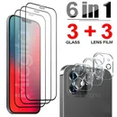 6 in 1 Gehärtetem Glas Für iphone 12 Pro Max Screen Protector 3D Kamera Objektiv Glas Volle