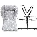Baby Hochstuhl Sitzkissen Liner Matte Bezug Widerstandsfähige und Hochstuhl Gurte (5 Punkt Gurt) 1 Anzug (Fashion Gray)