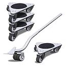 Furniture Mover by ONEON - 6 7/8" Steel Tri-Dolly, 3 Wheels Furniture Dolly for Moving, 720 LB Max Load Capacity (4 Pack Dolly + 1 Pack Lifter)