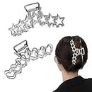 Kinretixia® 2 Stück Metall-Haarklammern Y2K, Stern-Herz-Haarklammern für Frauen, großes, Krallen-Haarklammern, rutschfestes Design für dickes und dünnes Haar