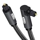 EMK Optical Digital Audio Cable, 90 Degree Toslink Cable 360 Degree Free-Rotating,S/Pdif Cord For Home Theater, Sound Bar, Tv, Ps-4, Xbox, Vd/Cd Player, Game Console& More, (3M/10Ft)-(Epl-692Oc),Grey