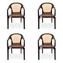 AVRO FURNITURE 9944 Set of 4 Matt & Gloss Pattern Plastic Chair with Beige Insert (Bearing Capacity Up to 100Kg, 1 Year Guarantee) - Brown